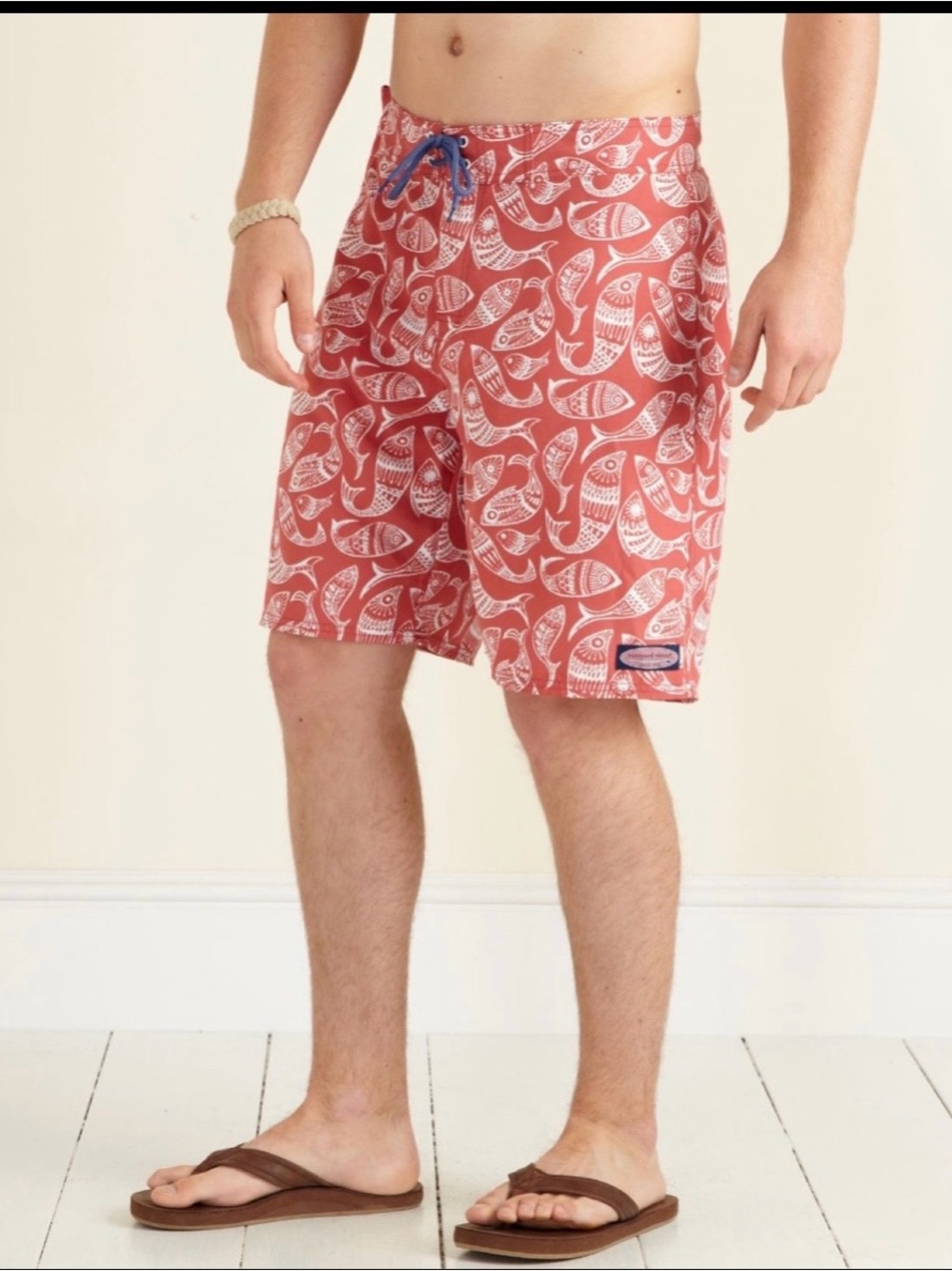 Men's Coral Fish-Print Swim Trunks